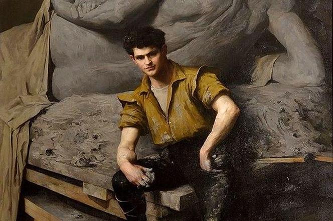 Anna Bilińska, Portret rzeźbiarza George'a Greya Barnarda w pracowni (1890)