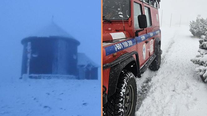 Zamieć śnieżna na Śnieżce. W Karkonoszach panują fatalne warunki pogodowe 