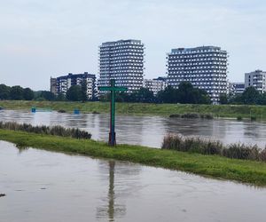 Fala powodziowa we Wrocławiu. Pod wodą są beach bary i drogi 