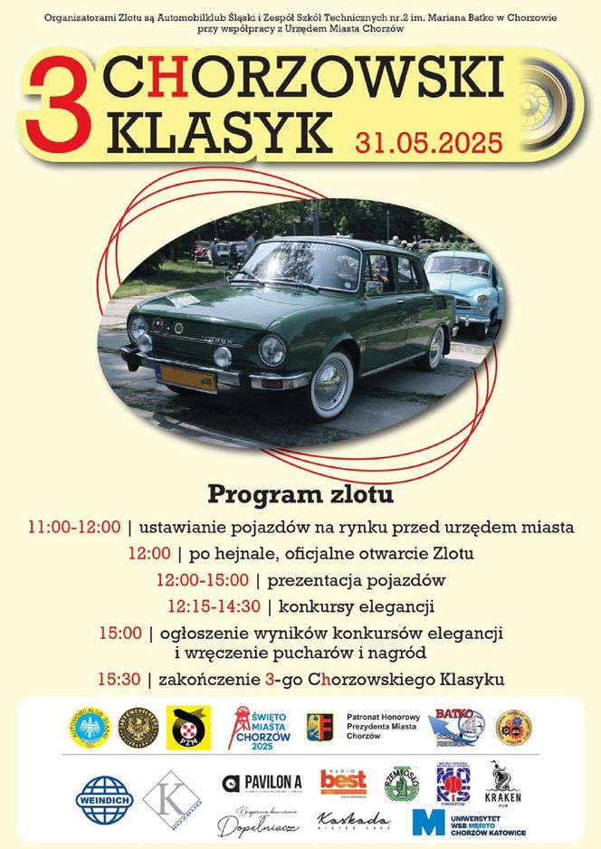 Chorzowski Klasyk 2025. Motoryzacyjne perełki powrócą na Rynek w Chorzowie