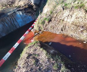 Woda w potoku Wątok w Tarnowie zmieniła kolor na czerwony. Policja prowadzi śledztwo