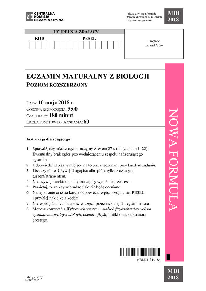 Matura 2018 z biologii. Poziom rozszerzony - arkusze CKE