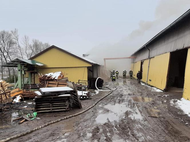 Ołpiny. Pożar w zakładzie produkcyjnym. Zagrożone były budynki mieszkalne