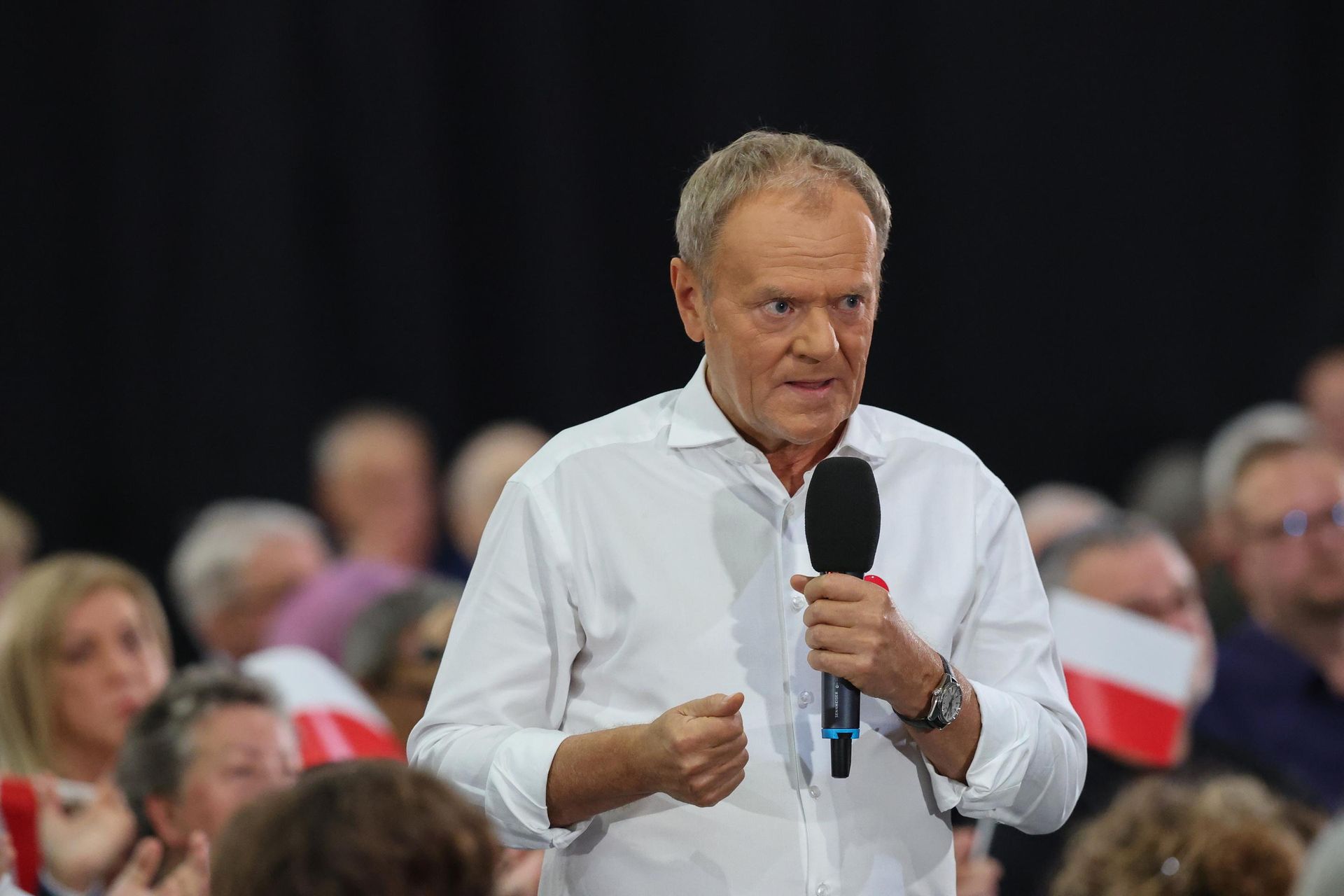 Donald Tusk w Piotrkowie Trybunalskim. Awantura na początek spotkania