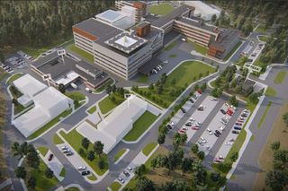 Wizualizacja Wojewódzkiego Szpitala Specjalistycznego we Włocławku po rozbudowie