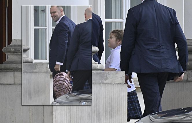 Karol Nawrocki który odbiera Kasię ze szkoły.