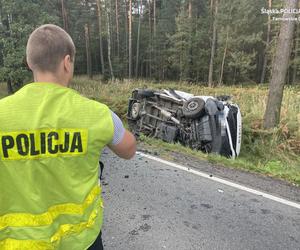 Wypadek na DW908 w powiecie tarnogórskim. Śmigłowiec zabrał 19-latkę do szpitala w Sosnowcu
