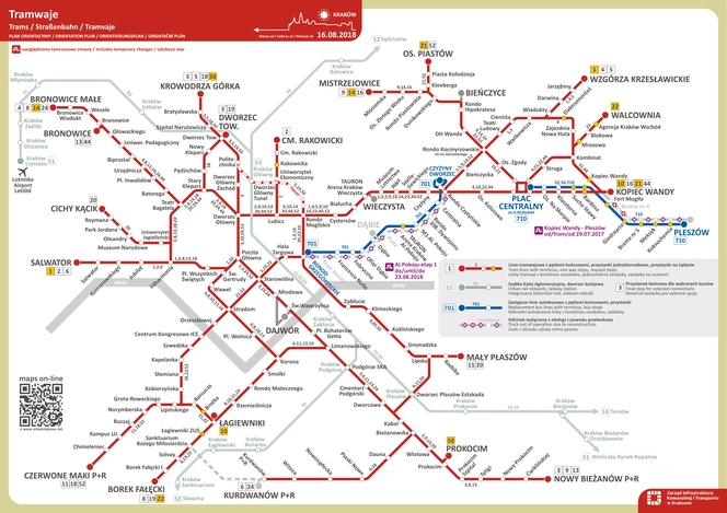 Mapa tras po zmianach na al. Pokoju