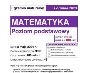 Matura matematyka 2024 - ARKUSZ CKE, ODPOWIEDZI, ZADANIA, PDF DO POBRANIA