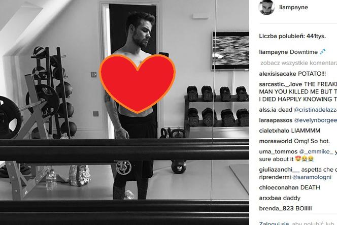 Liam Payne selfie na siłowni