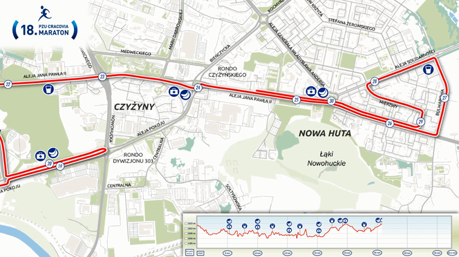 Trasa Cracovia Maratonu 2019 - Nowa Huta MAPA