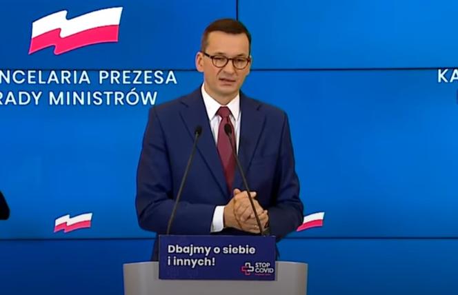 Mateusz Morawiecki. Jarosław Gowin. Konferencja dotycząca kolejnych obostrzeń