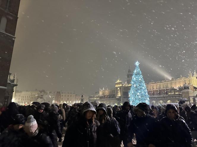 Choinka rozbłysła na Rynku Głównym. Tak wygląda Kraków w zimowej scenerii! 