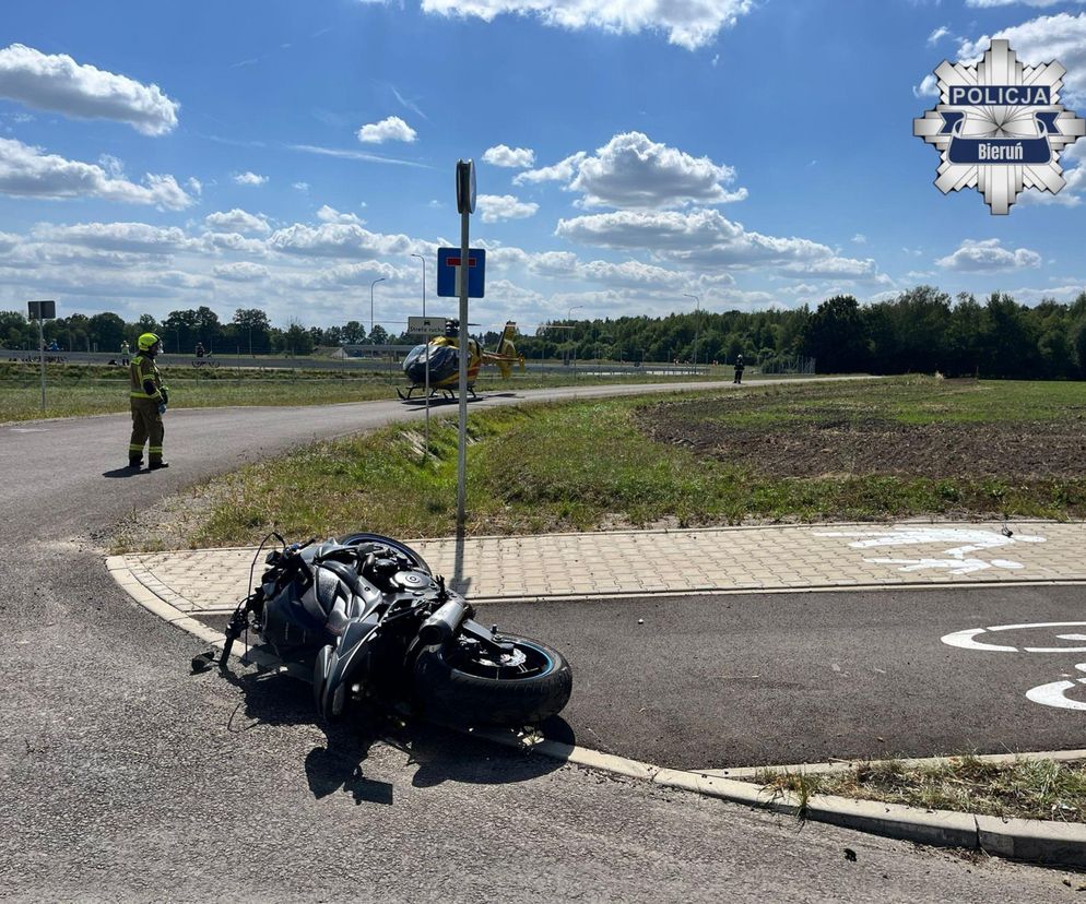 Wypadek motocyklisty i dziecka na rowerze