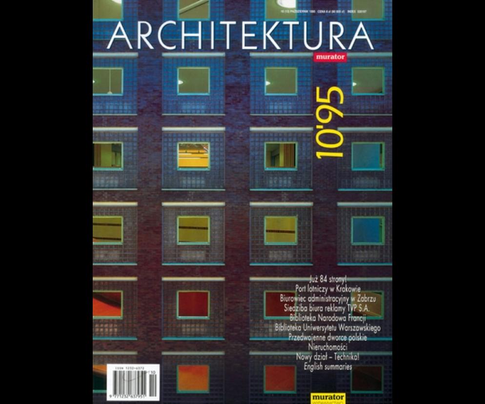Okładka Miesięcznik Architektura 10/1995