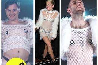 Mężczyźni w kultowych strojach Miley Cyrus. Wyglądają lepiej od piosenkarki?