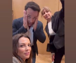 Barwy szczęścia na planie. Kasia (Katarzyna Glinka), Mariusz (Rafał Cieszyński), Szymańska (Agata Pruchniewska)