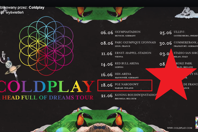 Coldplay w Polsce - ogłoszenie koncertu w Warszawie w 2017