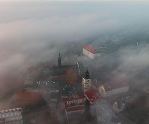 Sandomierz w jesiennej szacie z lotu ptaka