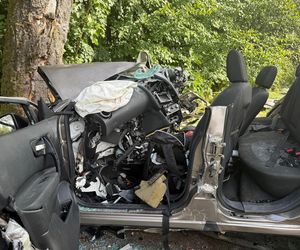 Samochód z czteroosobową rodziną uderzył w drzewo. Tragiczny wypadek na trasie Górowo Iławeckie – Kamińsk