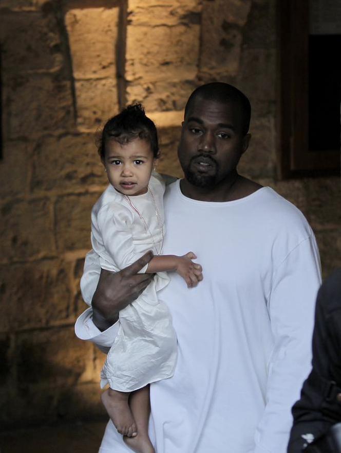 kim kardashian, kanye west, chrzest north west