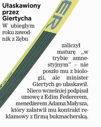 Kamil Stoch na maturze