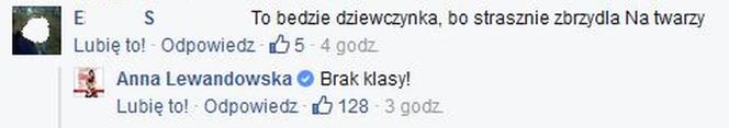 Anna Lewandowska - komentarz na Facebooku
