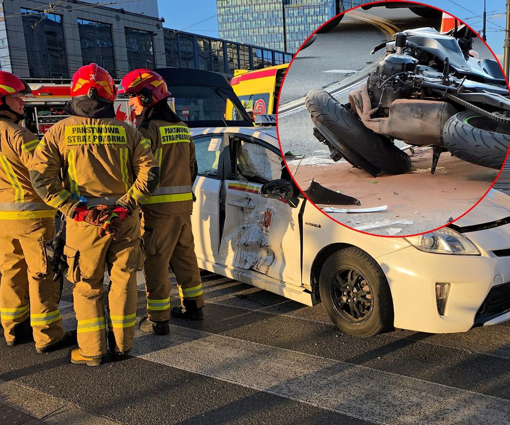  Wypadek na placu Starynkiewicza. Kierowca przewozu osób staranował motocyklistę 