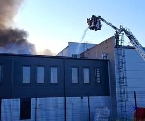 Pożar w magazynie firmy spożywczej. Słup ognia i dymu widać z daleka. 200 strażaków walczy z płomieniami