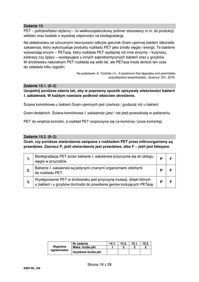 Matura 2024: biologia. Arkusze CKE i odpowiedzi. Poziom rozszerzony [Formuła 2015]