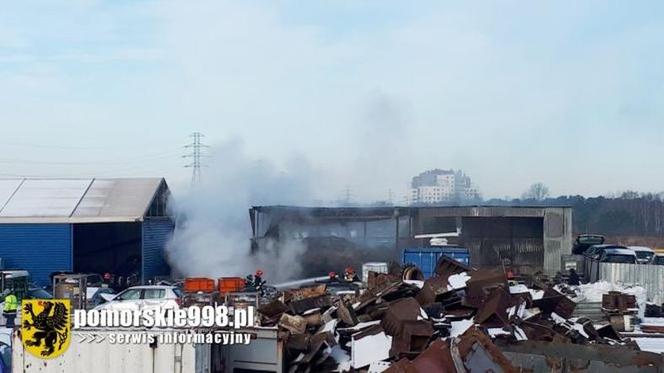 Pożar opon przy ul. Uczniowskiej w Gdańsku Letnicy 1.02.2021 r.