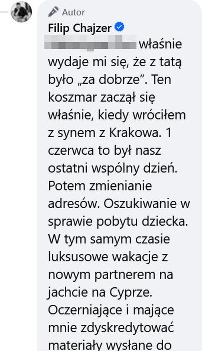 Filip Chajzer o kontaktach z synem