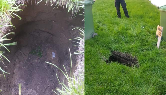 Przytorze: 4-metrowa wyrwa w trawniku! Jak powstała niebezpieczna dziura i kiedy zostanie zakopana?
