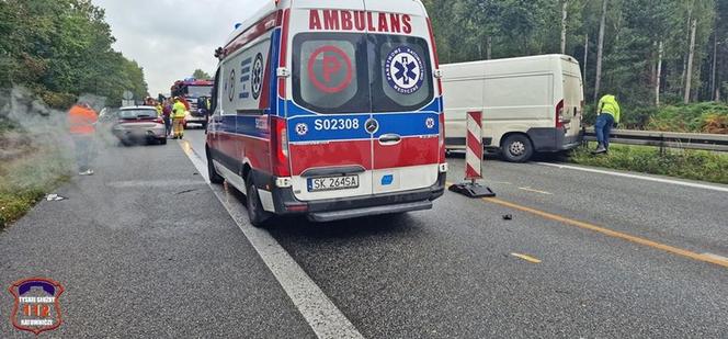 Wypadek na S1 pomiędzy Tychami i Mysłowicami