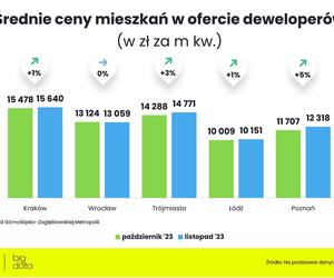 Ceny nowych mieszkań - listopad 2023 (wstępne dane) / rynekpierwotny.pl