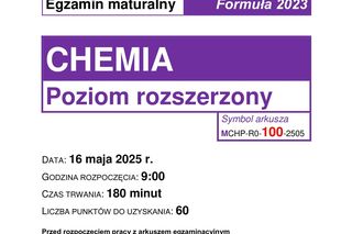 Matura 2025 chemia rozszerzona - odpowiedzi do wszystkich zadań z arkusza CKE 16.05.2025 - Formuła 2023