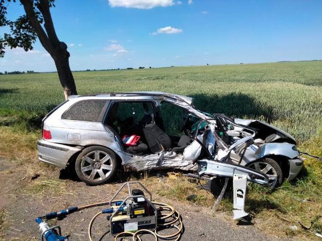 Nie żyje pasażer bmw, a kierowca walczy o życie! Auto roztrzaskało się o drzewo pod Działdowem [ZDJĘCIA]