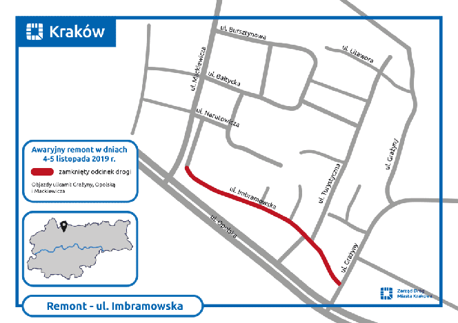 Awaryjny remont ul. Imbramowskiej w Krakowie