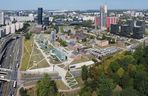 Fotokolaż - przestrzeń wokół Muzeum Śląskiegow  Katowicach obecnie