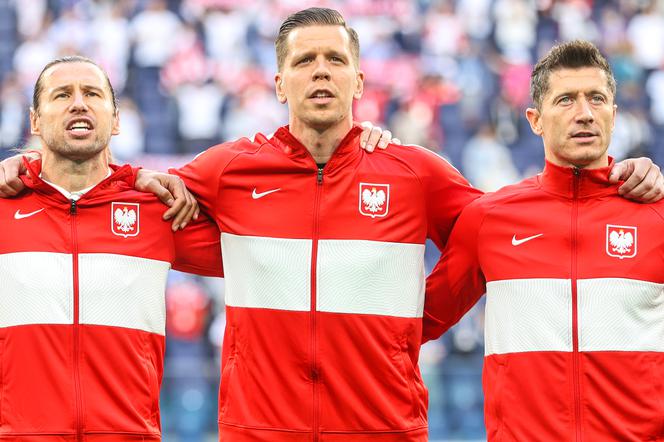 Grzegorz Krychowiak, Wojciech Szczęsny i Robert Lewandowski przed meczem Euro 2020 ze Słowacją