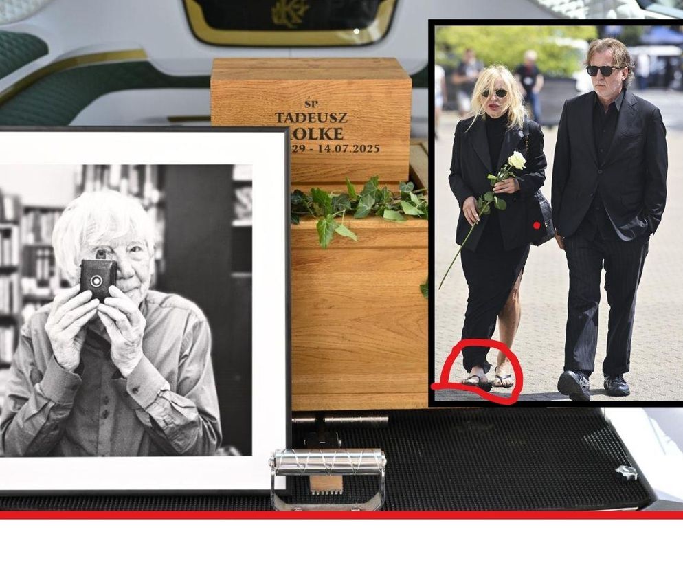 Monika Olejnik na pogrzebie Tadeusza Rolkego