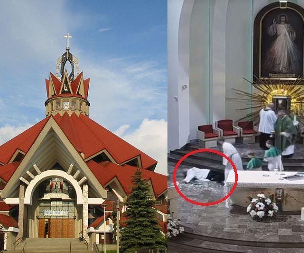 Spektakularny upadek księdza w kościele! Rozsypał wszystkie hostie. Wszystko się nagrało