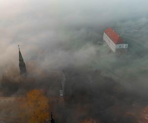 Sandomierz w jesiennej szacie z lotu ptaka