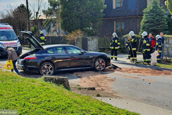 Wypadek Porsche Panamera w Bestwince