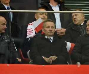 Karol Nawrocki na meczu Polska - Holandia