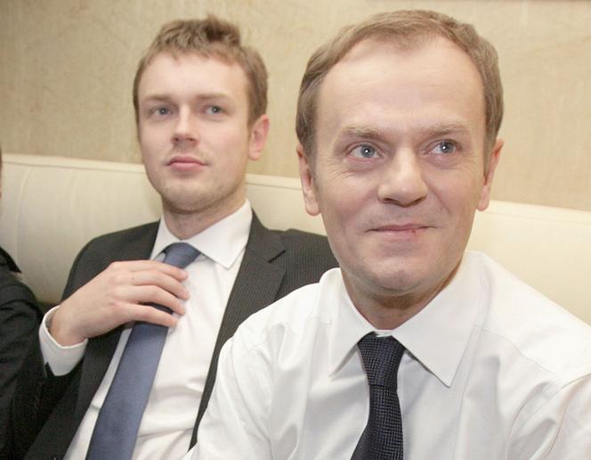 Donald Tusk z synem Michałem, 2007r.