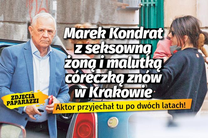 Marek Kondrat z seksowną żoną i malutką córeczką znów w Krakowie