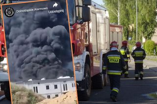 Potężny pożar pod Wrocławiem. Zapalił się dach budynku w Zabrodziu 