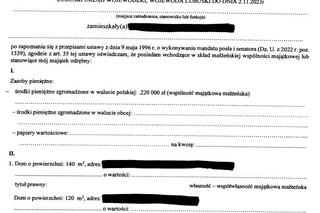 Fragment oświadczenia majątkowego