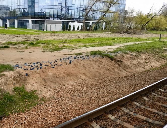 Gęsta smoła na peronie PKP Służewiec